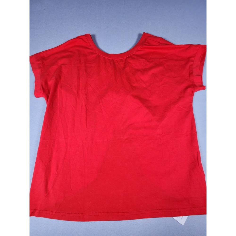 LilyCoco Red Solid Knit ScoopNeck Cap Sleeve T-Shirt Women's XXL